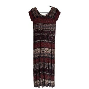 Soft Surroundings Marcelo Smocked Maxi Dress‎ Size M Multicolor Bohemian Peasant
